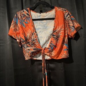 Tropical Orange Wrap Top